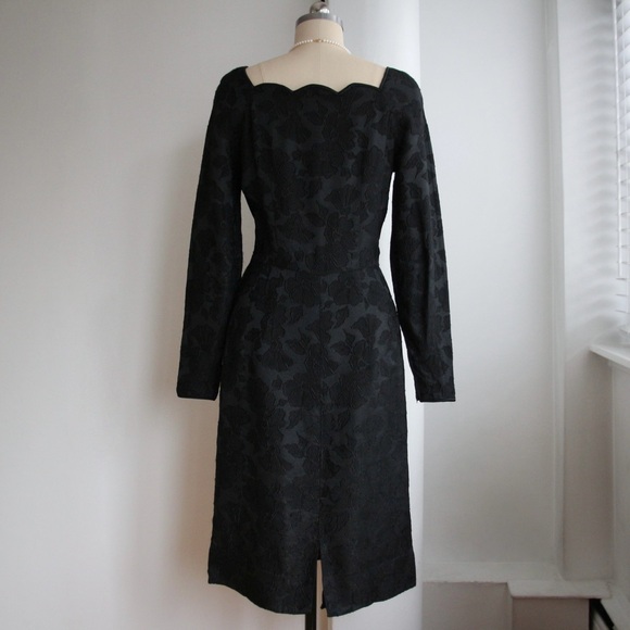 Rare 1950’s Black Brocade Evening Dress - Picture 3 of 6